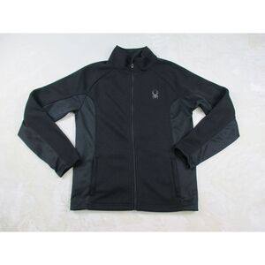 Spyder Sweater Mens Medium Black Full Zip Logo Outdoors Casual*‎
